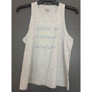 Peloton Womens Small Gray Ride Sweat Love Graphic Racerback Tank Top Activewear